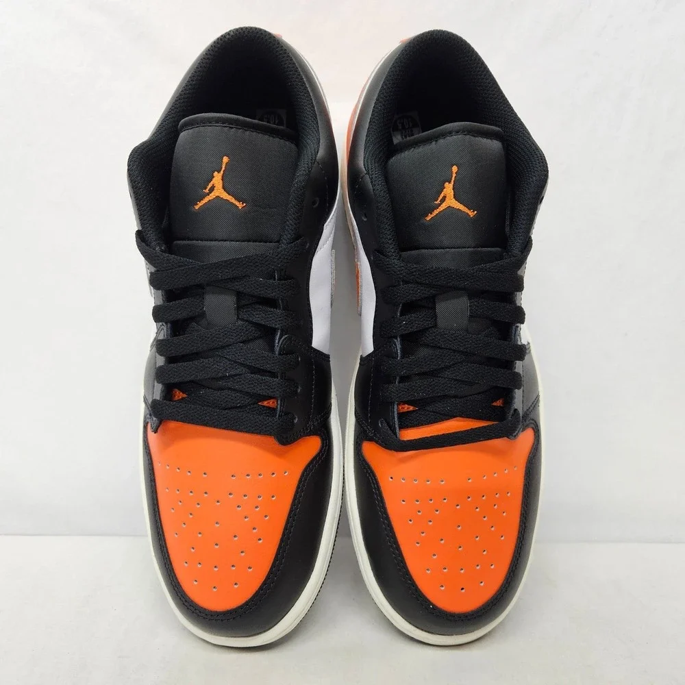 Nike Air Jordan 1 Low Sneakers 553558-081 Black Starfish White Mens Size 10.5‎